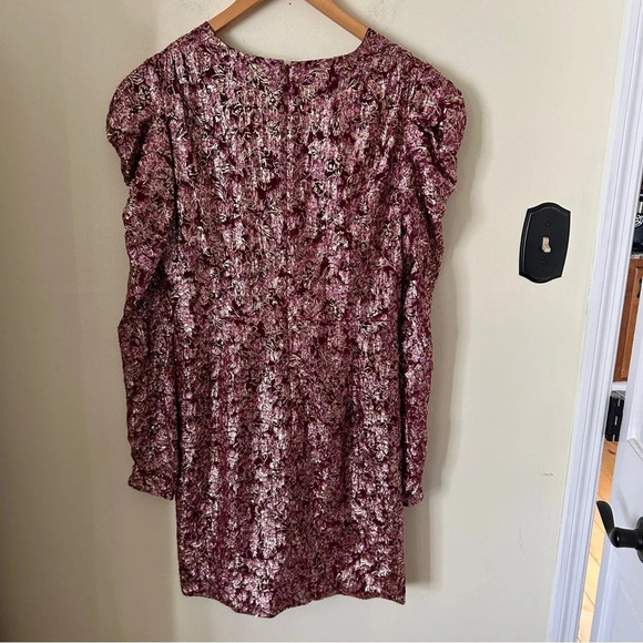 JONATHAN SIMKHAI Metallic Silk Jacquard Puff-Sleeve Sheath Dress Size 8 - Picture 9 of 10